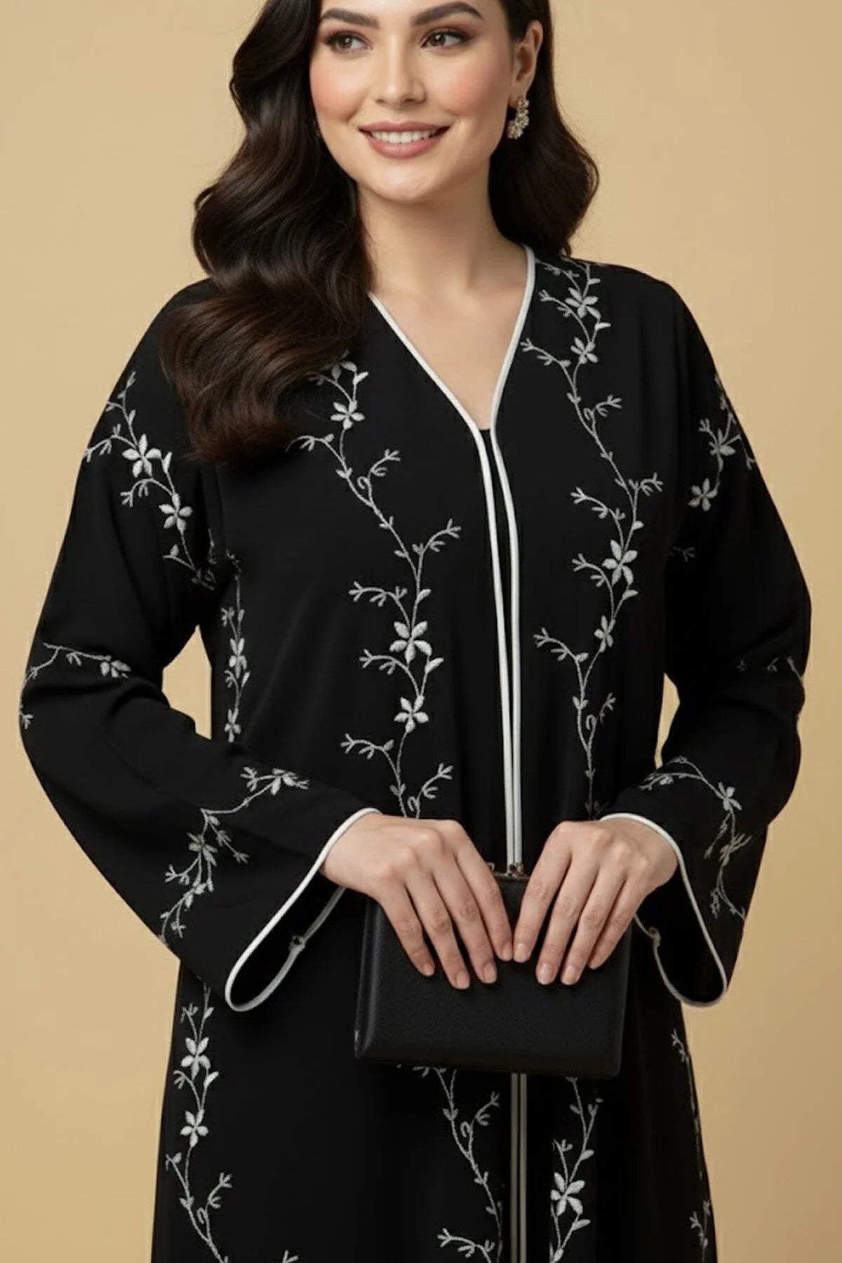 Black Floral Embroidered Abaya Modest Women’s Wear