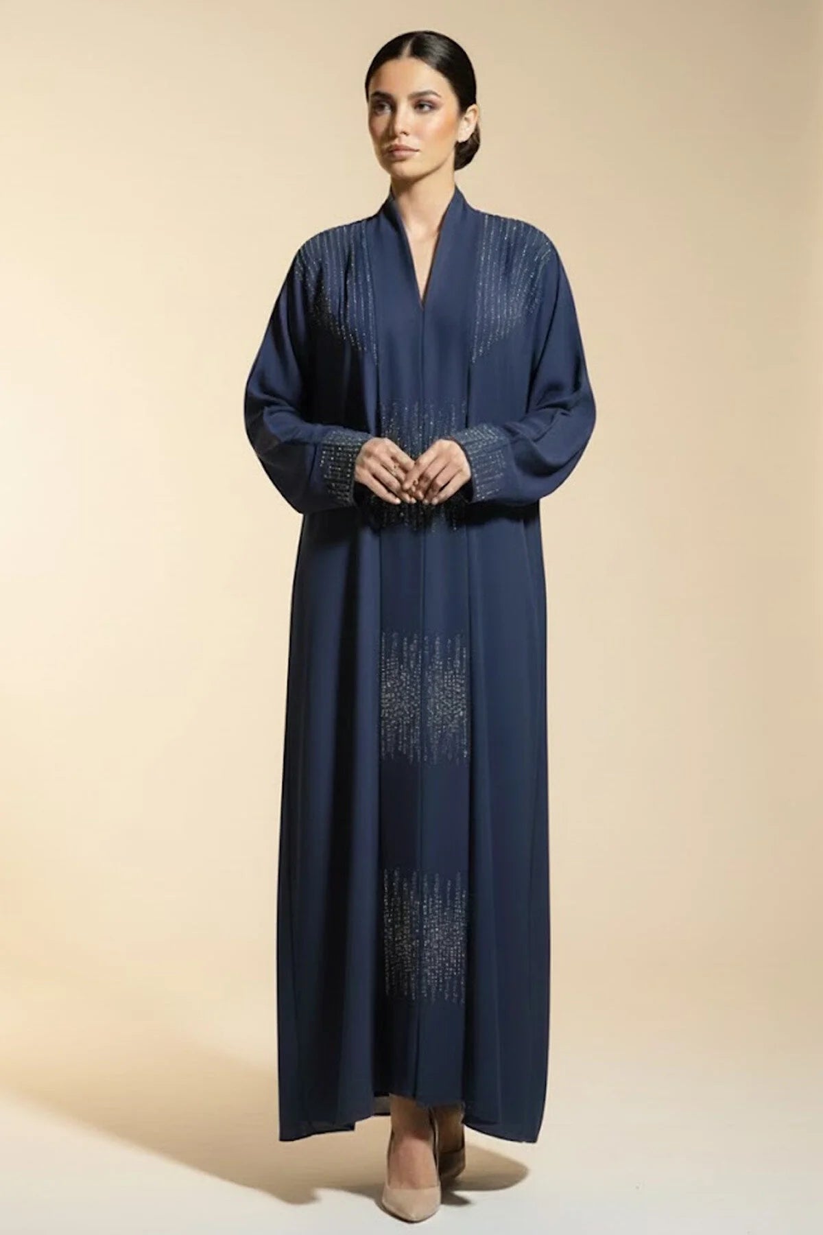 Rhinestone Dark Blue Abaya Premium Modest Fashion For Women