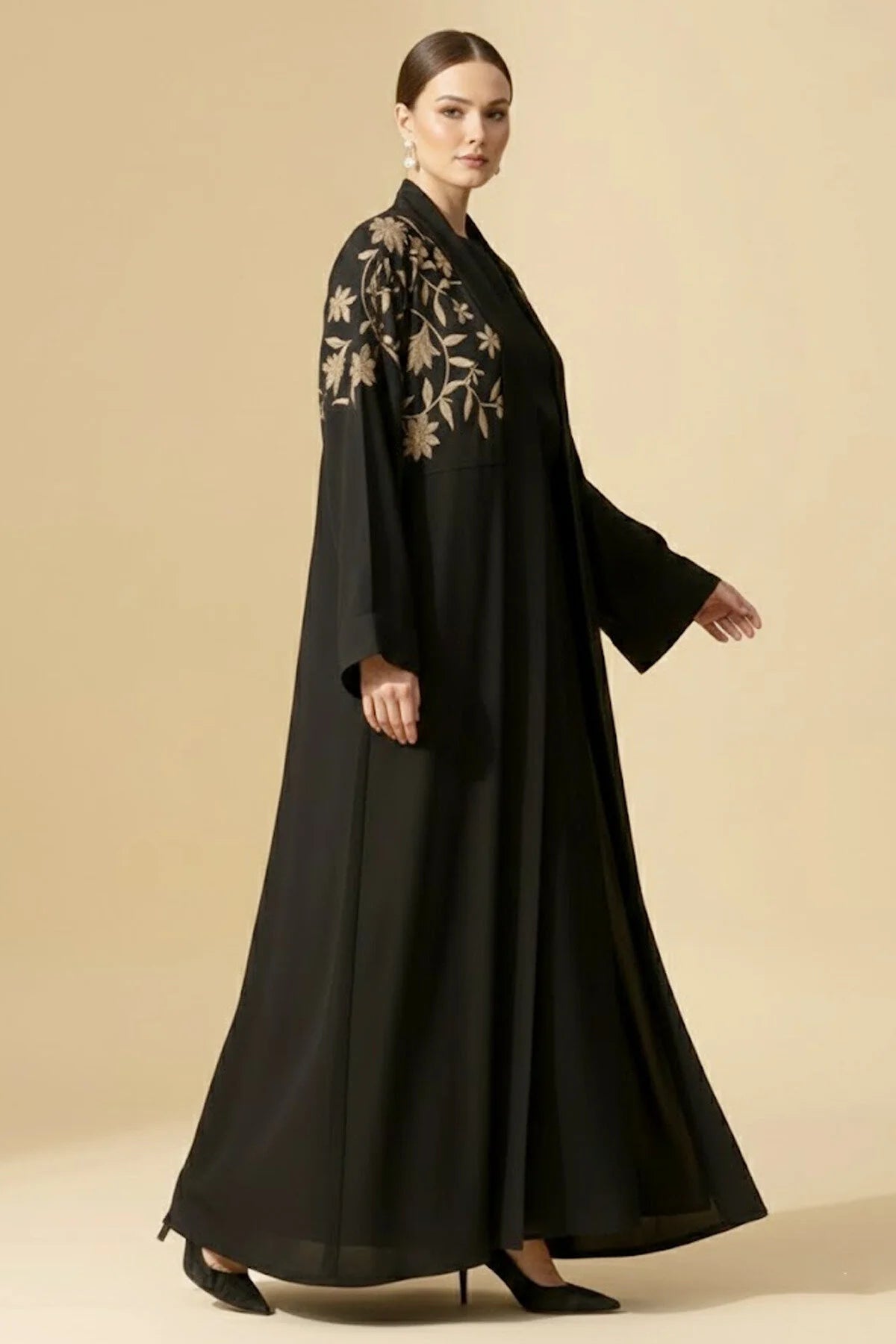 Elegant Embroidered 2 Piece Abaya Set For Women