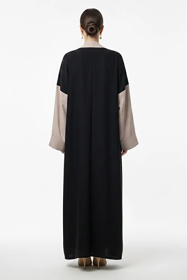 Premium Black Open Abaya Set With Inner